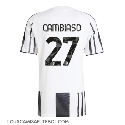 Camisa de Futebol Juventus Andrea Cambiaso #27 Equipamento Principal 2025-26 Manga Curta Camisa de Futebol Juventus Andrea Cambiaso #27 Equipamento Principal 2025-26 Manga Curta
